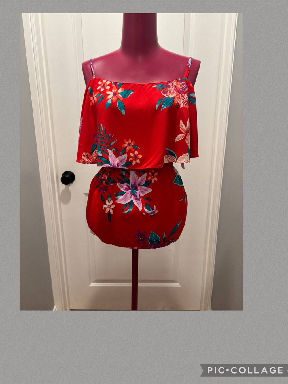 Old Navy Red Floral  Tank with Spaghetti Straps